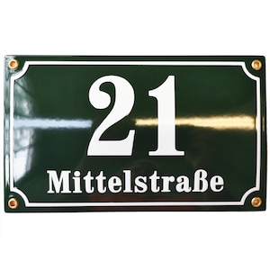 Personalised enamel address sign 15x25 cm (6" x 10") - new - porcelain house number plaque, customisable