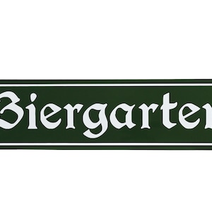 Biergarten German enamel sign - 8x30 cm (3,2&quot;x11,8&quot;), green, beer garden, vintage, Oktoberfest