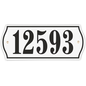 Personalized enamel address sign 15x37 cm (5.9" x 14.6") - new - porcelain house number plaque, vertical, customisable, vintage style