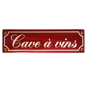 Cave à vins - enamel sign 8x30 cm (3.15&quot; x 11.8&quot;) - new - porcelain deco plaque - wine cellar vintage style sign - French inscription
