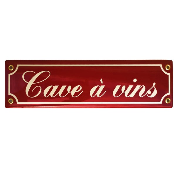 Cave à vins - plaque émaillée 8x30 cm (3.15" x 11.8") - neuve - plaque déco en porcelaine - plaque style vintage cave à vin - inscription française