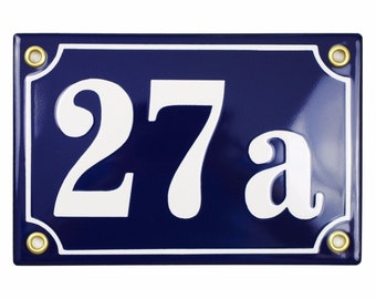 Personalised enamel address sign 10x15 cm (3.9" x 5.9") - new - porcelain house number plaque, customisable