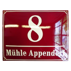 Targa per indirizzo personalizzata smaltata 30x40 cm (12" x 16") - nuova - targa in porcellana con numero civico, personalizzabile
