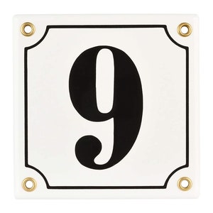Personalised enamel address sign 12x12 cm (4.7&quot; x 4.7&quot;) - new - porcelain house number plaque, customisable