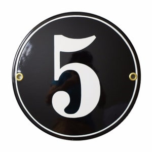 Personalised enamel address sign Ø 15 cm - new - porcelain house number plaque, customisable