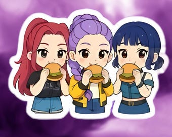 12pcs Huntrx Chibi Sticker Pack: Waterproof Kpop Anime Decals | Demon Hunter