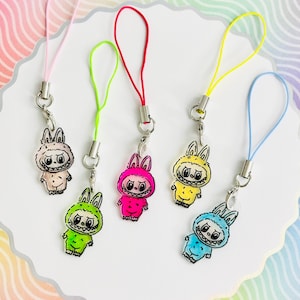 5pcs Labubu Inspired Charms – Cute Handmade Acrylic Charms Set for Crafts, Keychains, Journals, Gifts