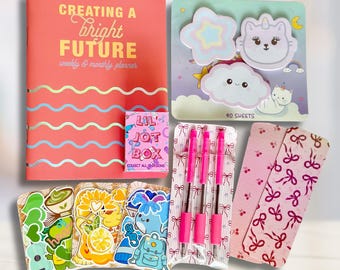 Stationery Gift Set | Planner, Stickers, Pens, Sticky Notes, Bookmarks, Mini Journaling Kit