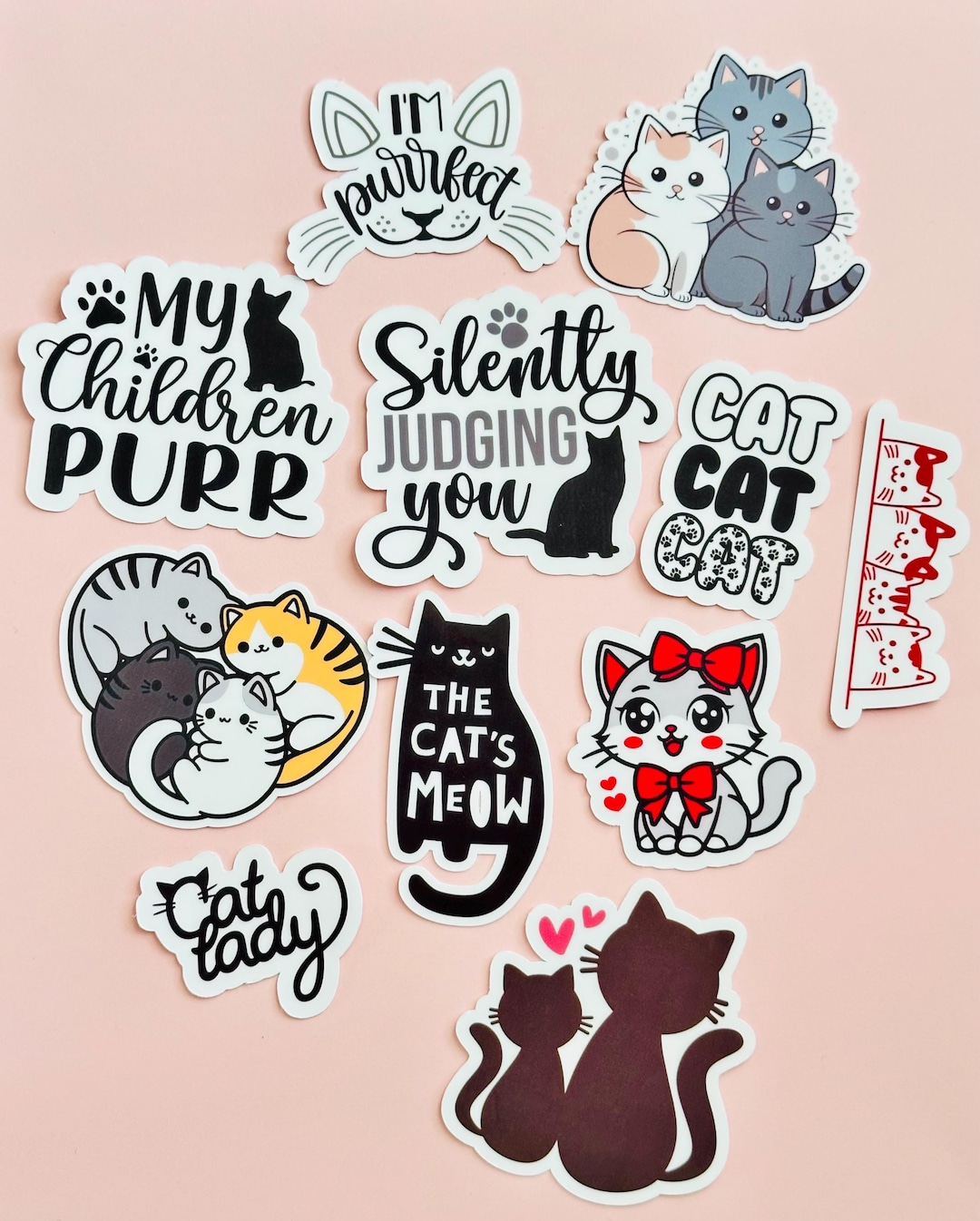 Cat Lover Sticker Pack | Cats & Funny Quotes, Waterproof Vinyl - Etsy