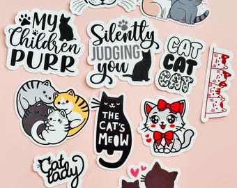 Cat Lover Sticker Pack | Cats & Funny Quotes, Waterproof Vinyl
