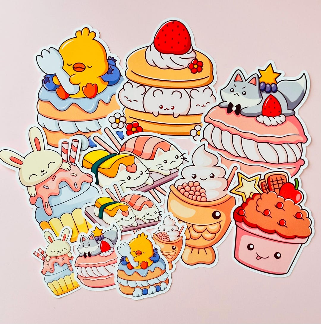 Cute Kawaii Food Stickers – Individual Handmade Vinyl Stickers ...
