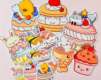 Kawaii Food Stickers – Handmade Vinyl Decals for Laptop, Journal