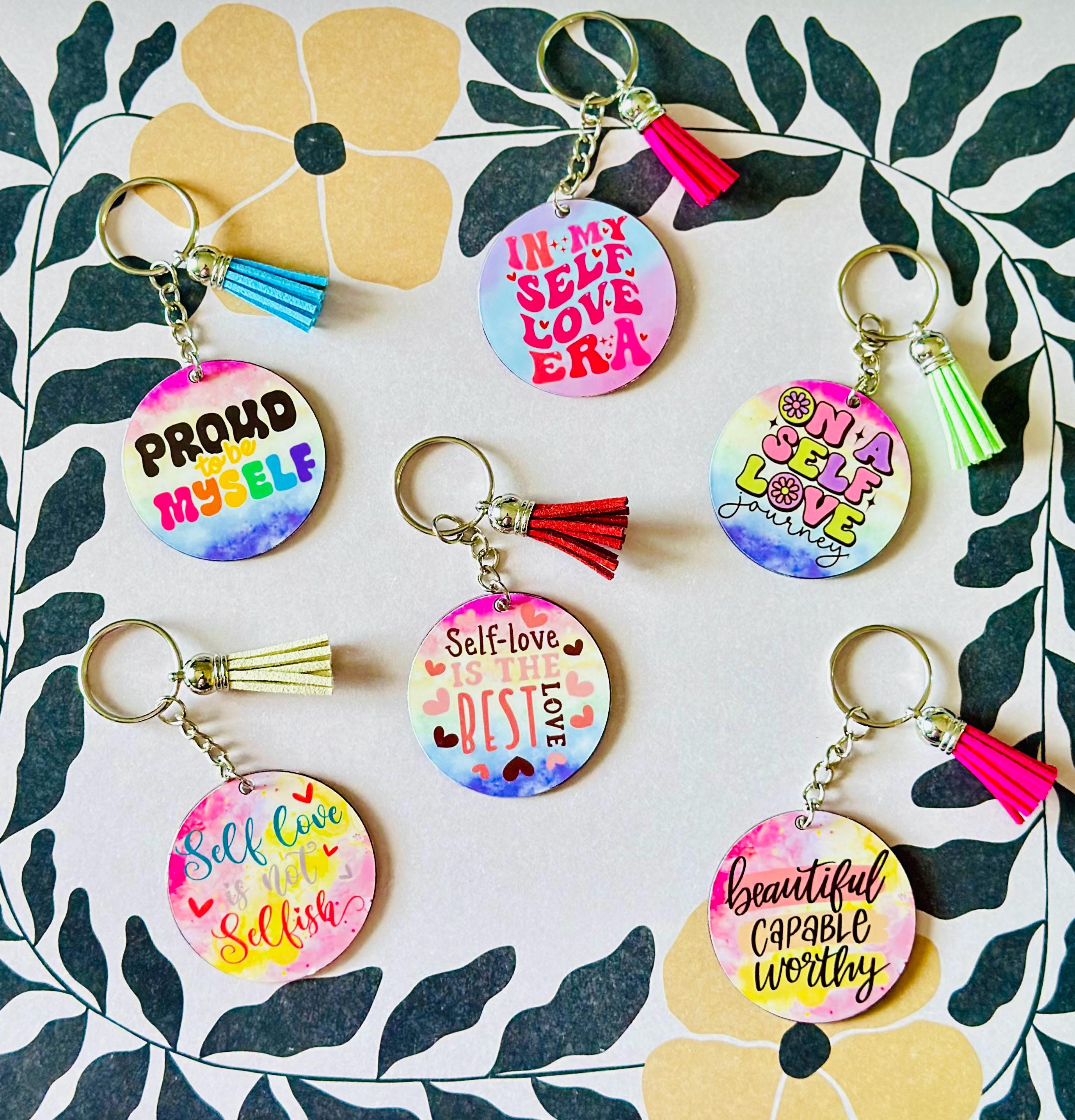 Key Ring Sentiment Inspirational Quote Keychain – Round Acrylic Keyring With Tassel - Etsy