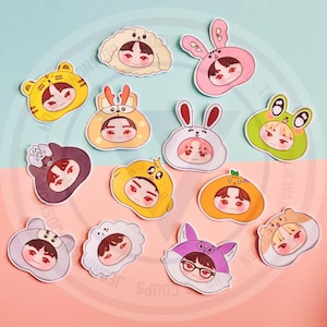 13 Adesivos Miniteens K-pop Cartoonizados da Seventeen – Conjunto de Fan Art Feito à Mão