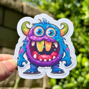 Pegatina de monstruo colorida y adorable: vinilo holográfico/divertido (1 unidad) con diferentes diseños