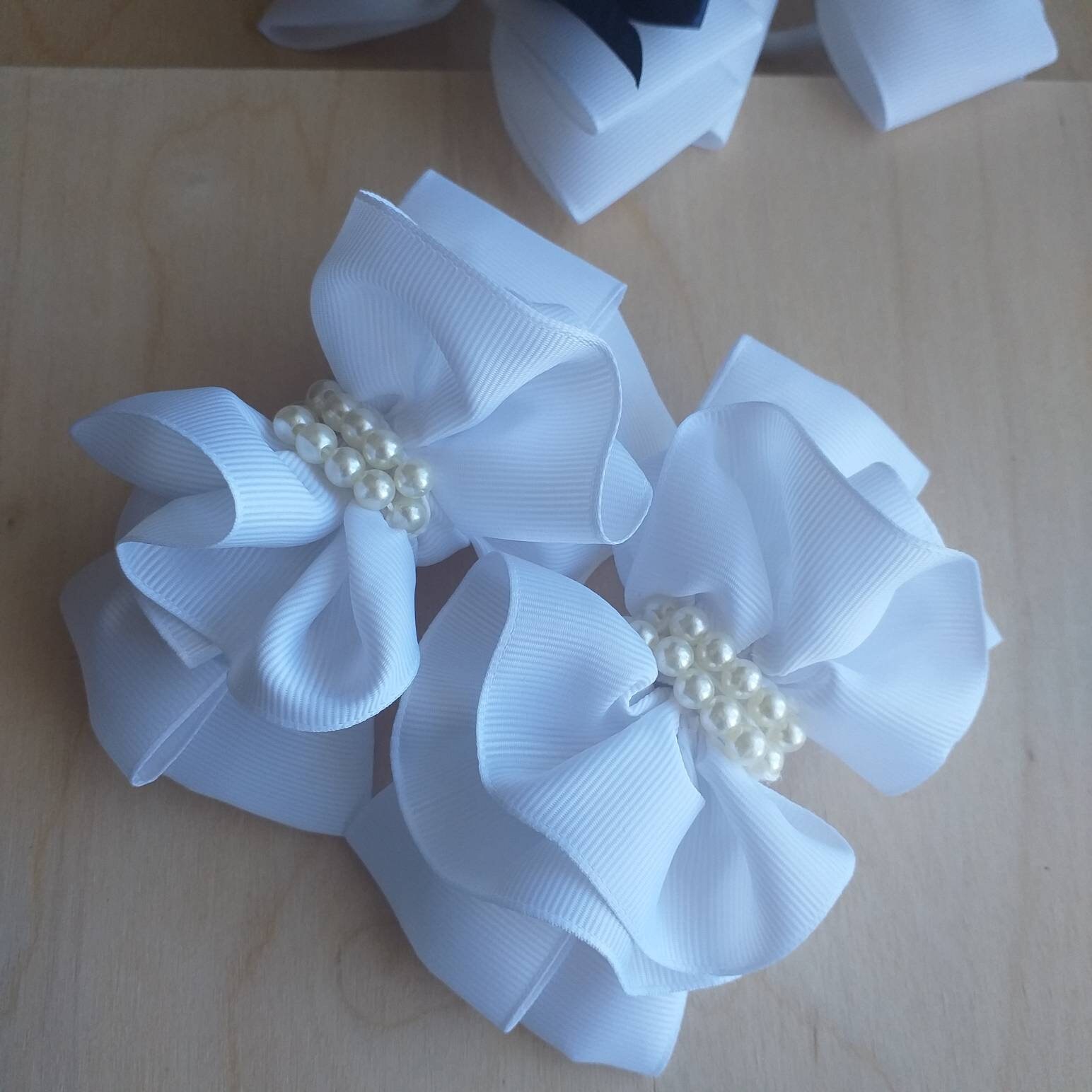 White bows. elastic bands for girls. hair decoration. Etsy