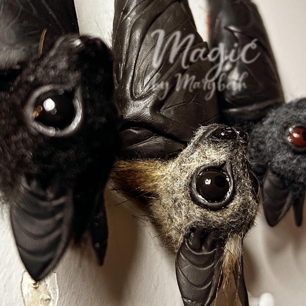 Fruit Bat Ornaments Made-to-Order 4 Inch Hand Sculpted Flying Fox OOAK