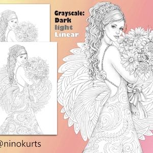 Mandala Beauty Coloring Page | Printable Adult Coloring Pages | Download Grayscale Illustration | Printable JPG & PDF files