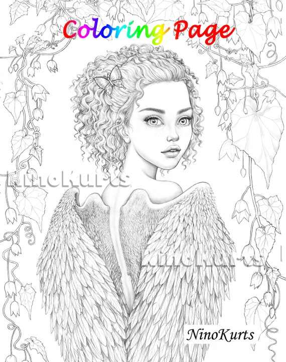 drawing-illustration-digital-coloring-page-download-grayscale-illustration-summer-beauty