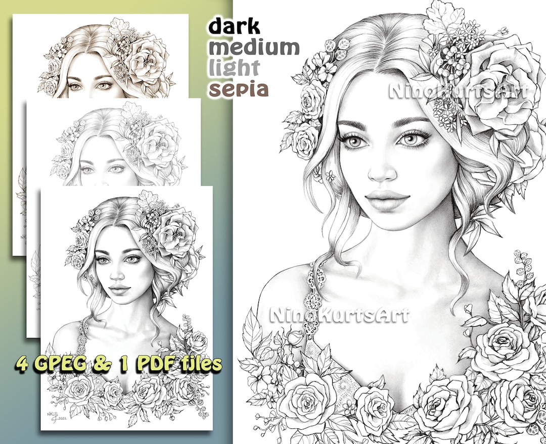 Coloring Page | Printable Adult Coloring Pages | Download Grayscale ...