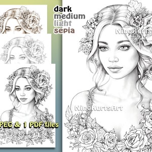 Coloring Page | Printable Adult Coloring Pages | Download Grayscale Illustration | Printable JPG & PDF files