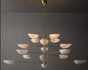 1950s Mid-Century Modern Sputnik Chandelier: Brass 16-Light Italian Ceiling Fixture