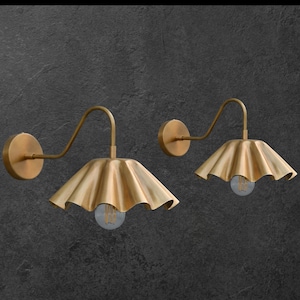 Flower Brass Wall Sconce Pair: Customizable Mid-Century Modern Lighting