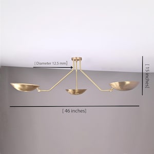 Lampadario a 3 luci in ottone grezzo: lampada da soffitto moderna di metà secolo