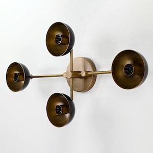 Mid-Century Modern Brass Wall Sconce - 4-Light Orbital Vanity Lamp