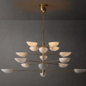 Mid-Century Modern Four-Tier Chandelier: Brass Statement Light Fixture