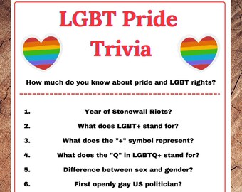 LGBT Pride Month Trivia Game LGBT Rights Quiz (Download Now) 