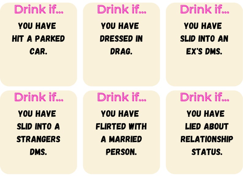 Drinking Card Games Adult Drinking Games Pdf Drink If Etsy UK
