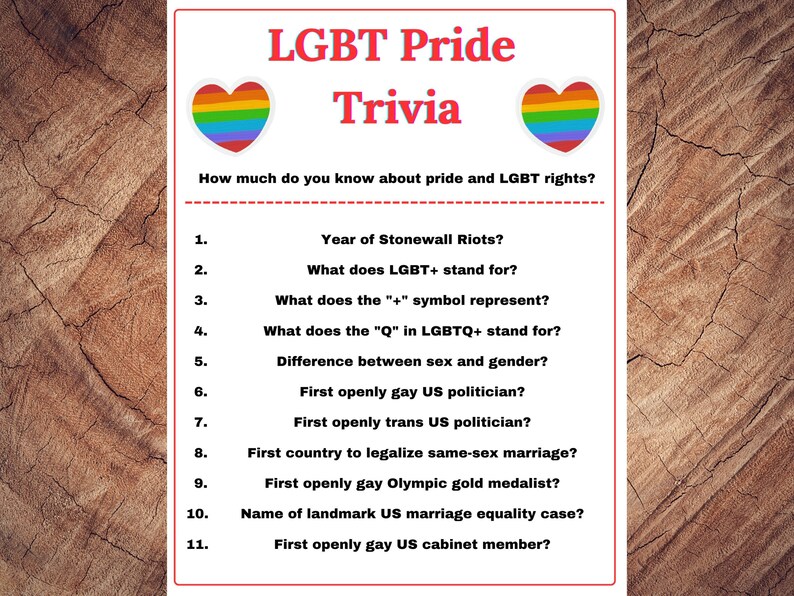 LGBT Pride Month Trivia Game LGBT Rights Quiz Pride Month Etsy