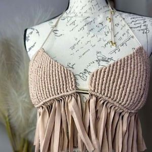 Handmade boho top,beach coverup,fringe trim outfit,macrame outfit,cute handmade