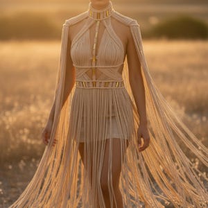 Vestido con flecos de macramé hecho a mano / Vestido bohemio para festivales