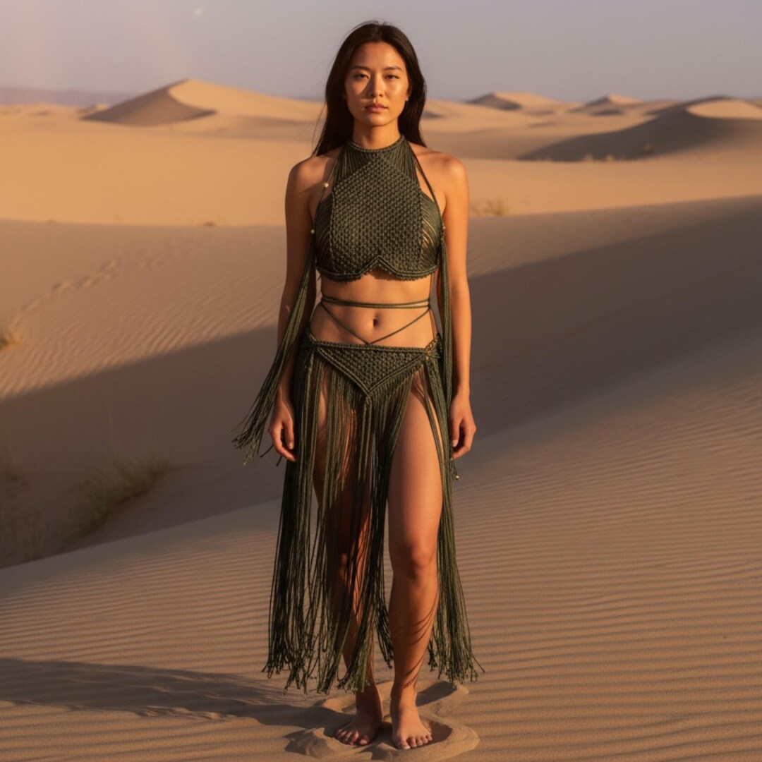Handmade Macrame Festival Outfit, Rave Dance Costume - Etsy