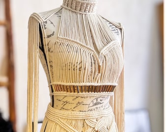Macraméfestivalset, Burning Man-outfit, boho-trouwjurk