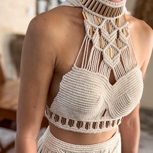 Handmade Macrame Goddess Set ,Burning Man Outfits for Women, Festival Outfits,Macrame Beach Coverup, Rave outfit, festival outfits women set