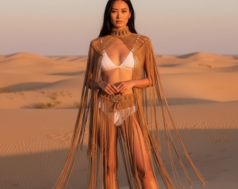 Handmade Macrame Festival Outfit, Burning Man Clothing Set