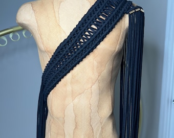 Gilet tressé en macramé, style Burning Man, tenue de festival en coton