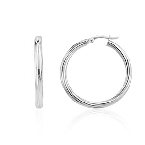 9CT White Gold Twist Hoop Earrings