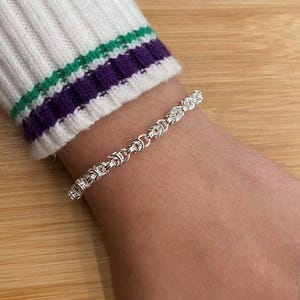 Handmade 925 Sterling Silver 4mm Byzantine Chain Bracelet, 7.5&quot;