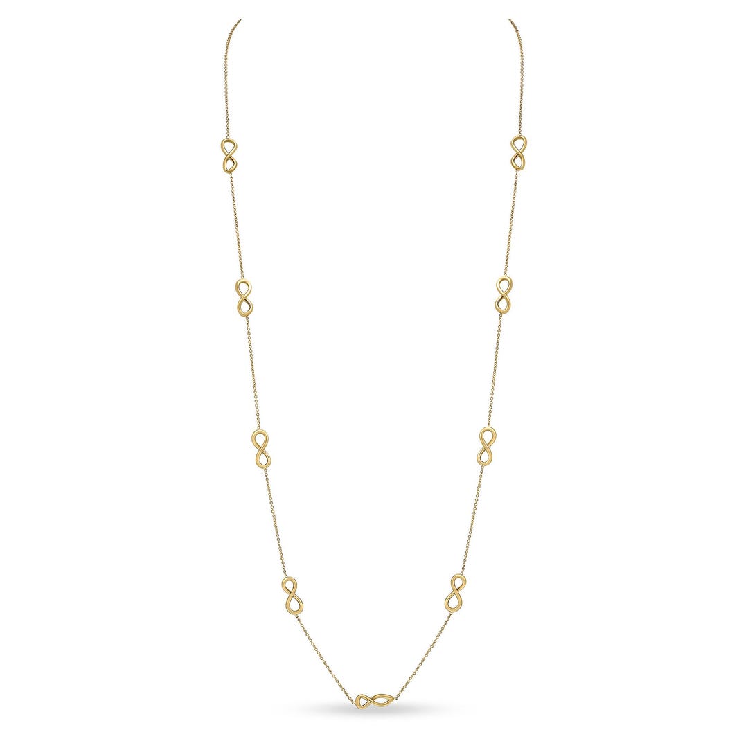 9CT Yellow Gold Infinity & Chain Necklace, 32