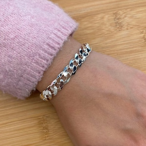 925 Sterling Silber, 10 mm schweres Panzerkettenarmband, in mehreren Längen erhältlich!