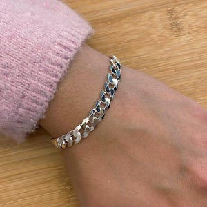 925 Sterling Silber, 7,5 mm schweres Herren-Panzerkettenarmband, 22 cm
