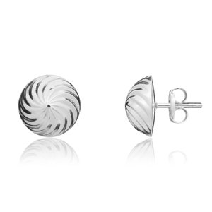 9CT White Gold Swirl Stud Earrings