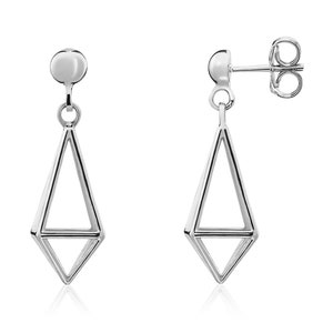 9CT White Gold 3D Kite Drop Earrings