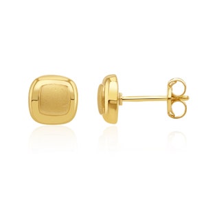 9CT Yellow Gold Satin/Polished Square Stud Earrings