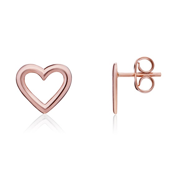 Rose gold open heart earrings deals