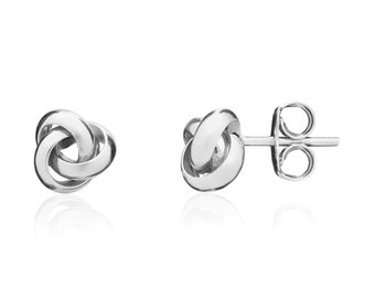 9CT White Gold Polished Knot Stud Earrings